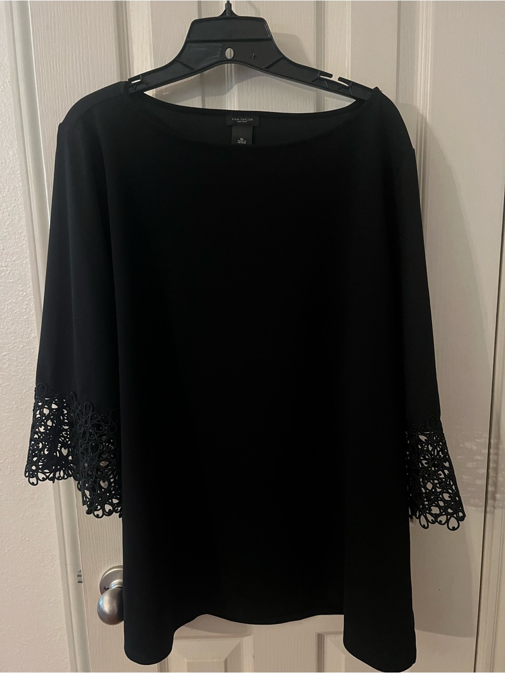 Black Lace-Trim Shift Top - Ann Taylor Factory